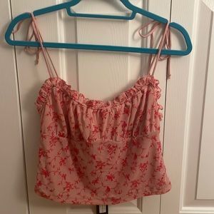 Pink floral tie top